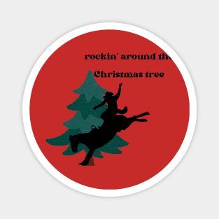 Rockin' Around the Christmas Tree Rodeo Cowboy Magnet